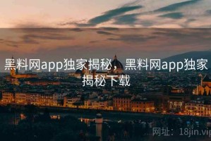 黑料网app独家揭秘，黑料网app独家揭秘下载