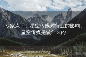 专家点评：星空传媒对行业的影响，星空传媒是做什么的