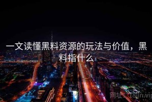 一文读懂黑料资源的玩法与价值，黑料指什么
